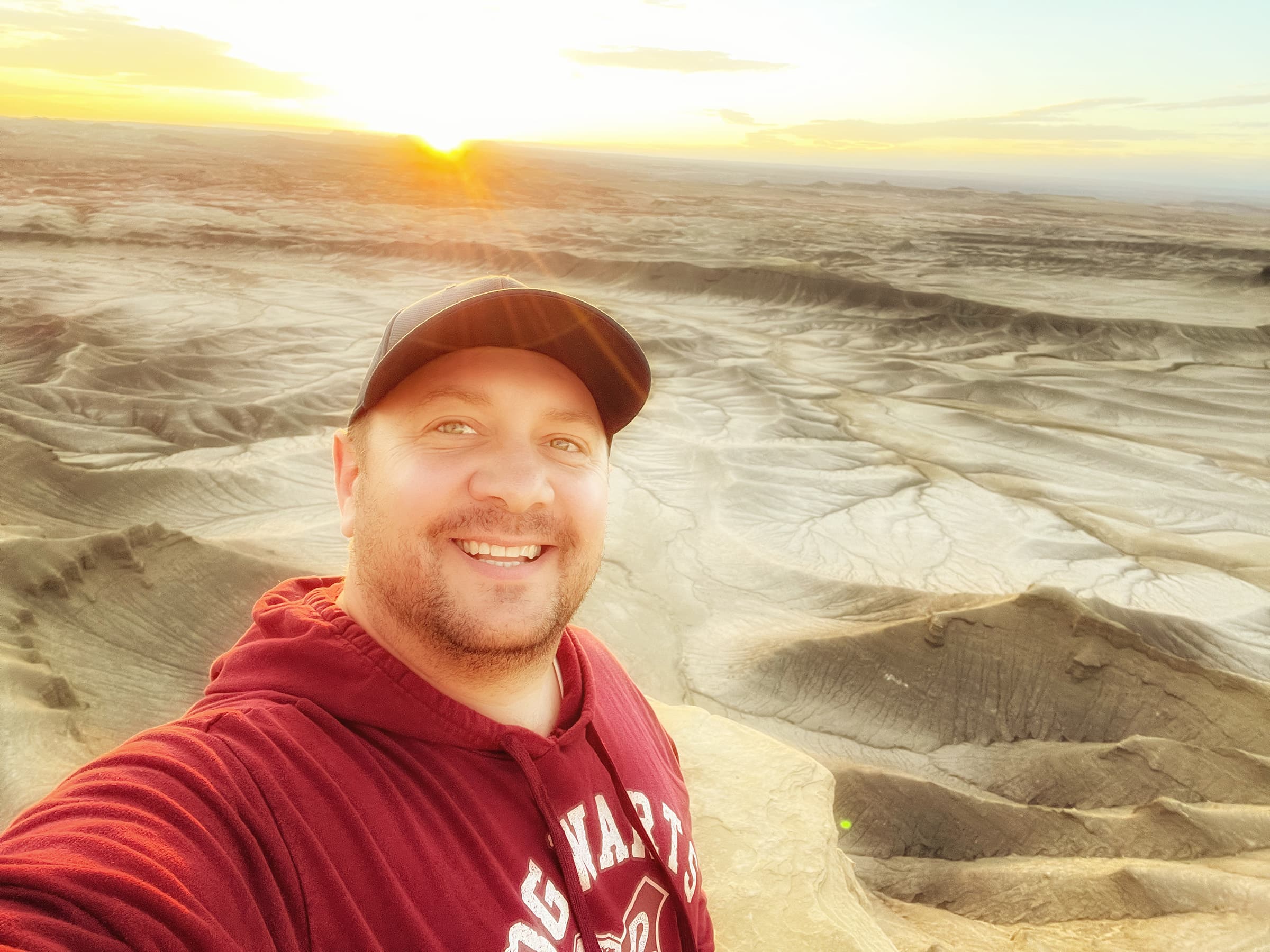 Aaron King looking out over a dramatic landscape