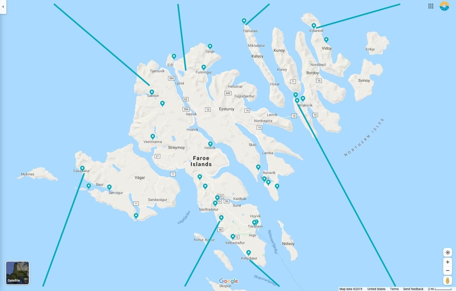 Faroe Islands workshop locations map and scenes