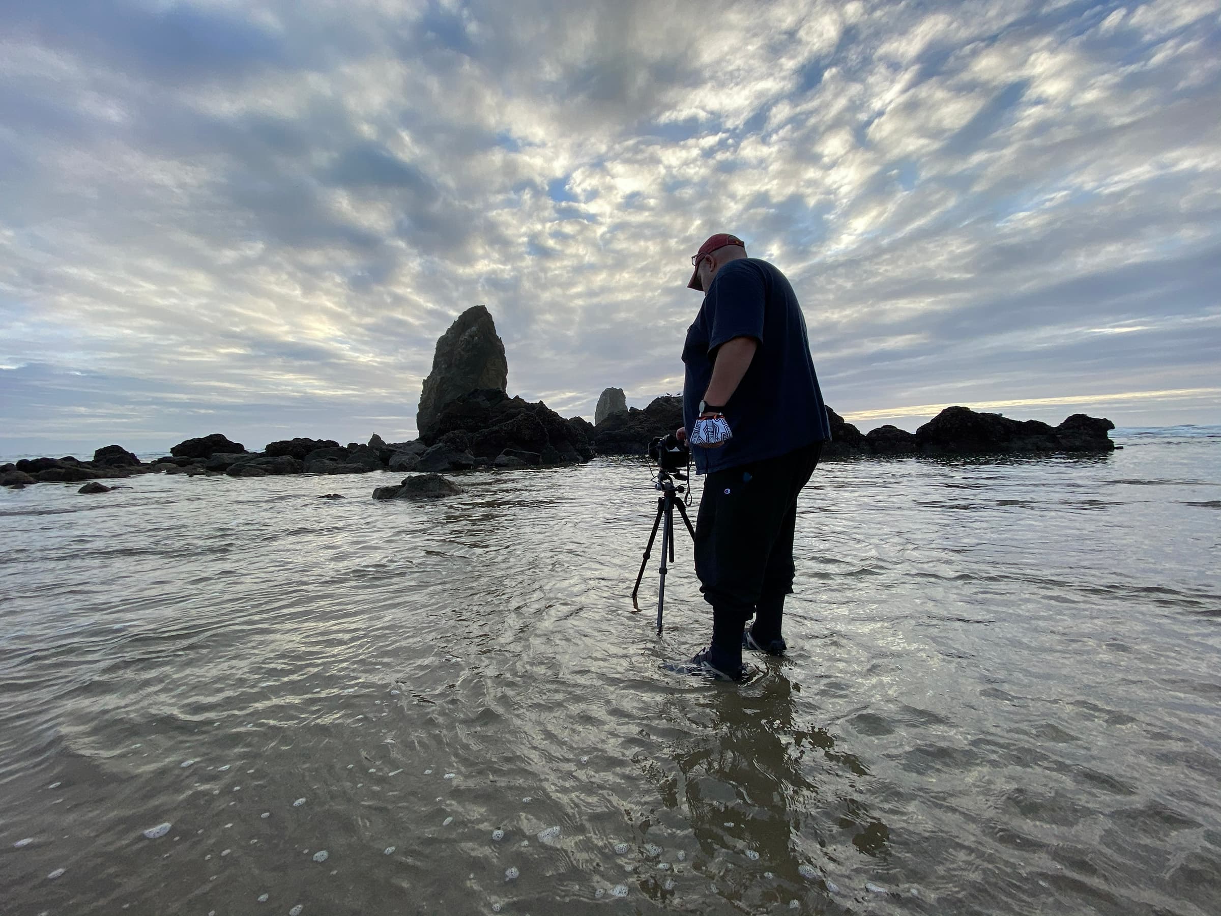 Oregon Coast sea stacks, surf, and wet beach conditions
