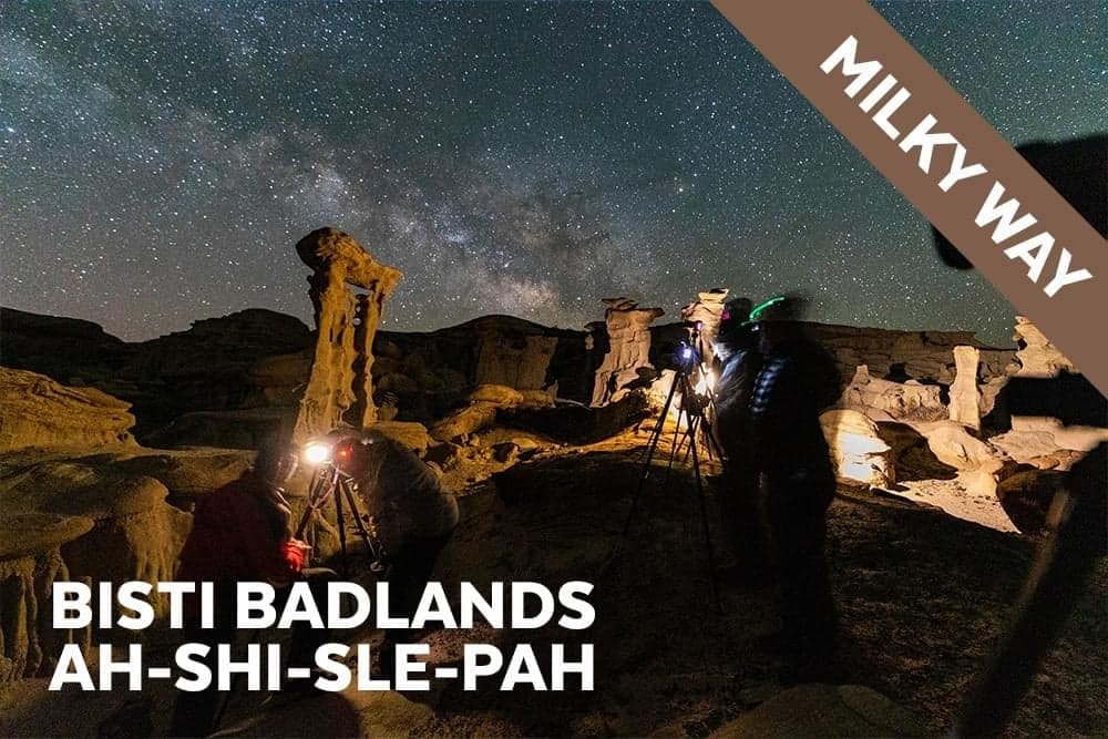 Bisti Badlands throne formation under the night sky
